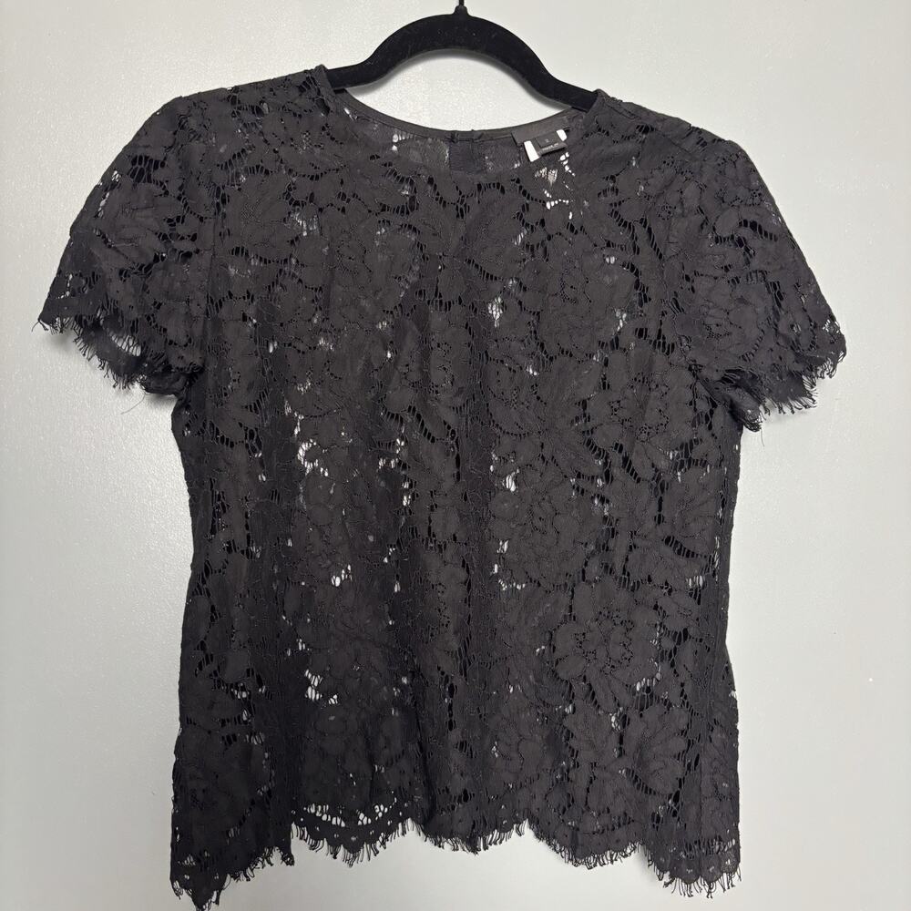 J. Crew Women’s Floral Black Lace Cover Shirt Size 2 Flower Top Blouse